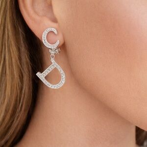 Dior-John Galliano for Dior-Statement Rhinstone CD Clip-On Earrings-Silvertone